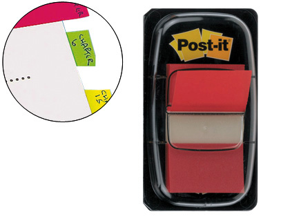 50 banderitas señalizadoras Post-it 680-1 25,4x43,1mm. rojas